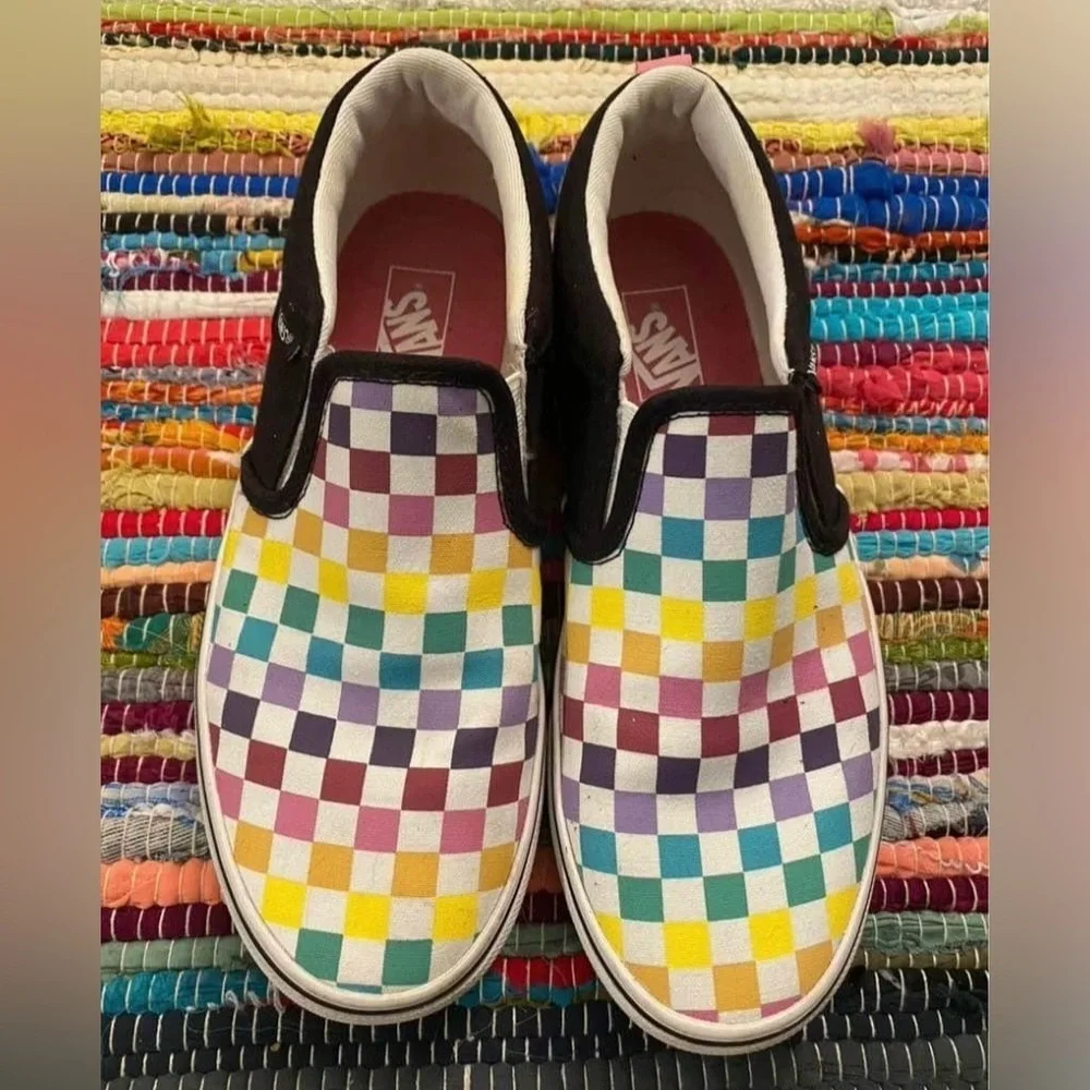 Vans Women’s Size 5 Pastel Checkerboard Slip On Only worn two times